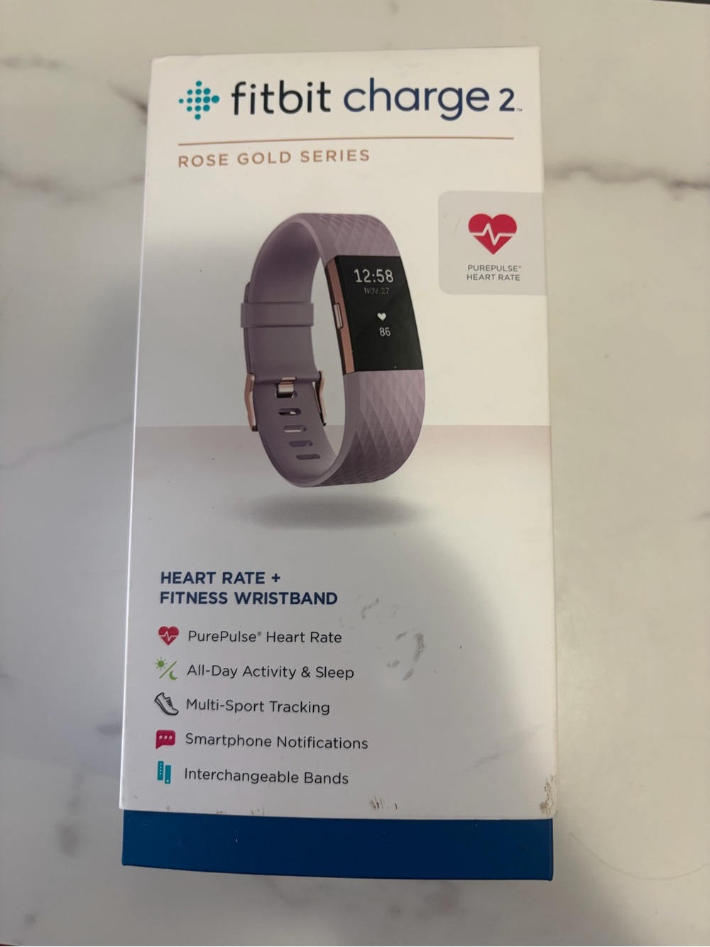 fitbit Charge 2 Fitness Wristband - Rose Gold & Lavender Strap